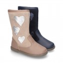 New combined leather boots combined with HEARTS design.