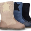 New combined leather boots combined with STARS elastic band design.