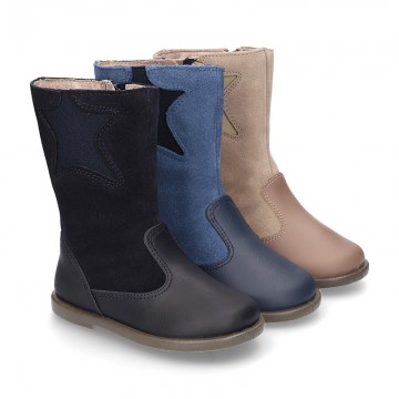 New combined leather boots combined with STARS elastic band design.