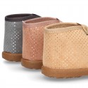 New Autumn winter little Safari boot shoes with dots canvas design.