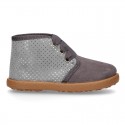 New Autumn winter little Safari boot shoes with dots canvas design.