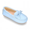 EXTRA SOFT nappa leather Moccasin shoes with bows for little kids in pastel colors.