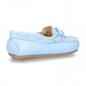 EXTRA SOFT nappa leather Moccasin shoes with bows for little kids in pastel colors.