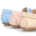 EXTRA SOFT nappa leather Moccasin shoes with bows for little kids in pastel colors.