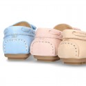 EXTRA SOFT nappa leather Moccasin shoes with bows for little kids in pastel colors.