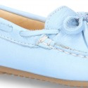 EXTRA SOFT nappa leather Moccasin shoes with bows for little kids in pastel colors.