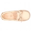 EXTRA SOFT nappa leather Moccasin shoes with bows for little kids in pastel colors.