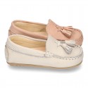 EXTRA SOFT nappa leather Moccasin shoes with tassels for little kids in pastel colors.