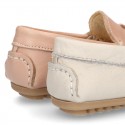 EXTRA SOFT nappa leather Moccasin shoes with tassels for little kids in pastel colors.