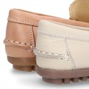 EXTRA SOFT nappa leather Moccasin shoes with tassels in pastel colors.