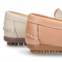 EXTRA SOFT nappa leather Moccasin shoes with tassels in pastel colors.