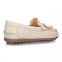 EXTRA SOFT nappa leather Moccasin shoes with tassels in pastel colors.