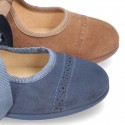 Autumn winter canvas Mary Janes with ties closure.