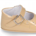 Soft Patent leather Little Mary Jane shoes for baby with buckle fastening.