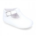 Nappa leather Pepito or T-strap shoes with buckle fastening for babies.
