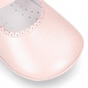 Little Mary Janes for baby in nappa leather with pearl effect.