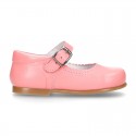 Fashionable Halter little Mary Jane shoes with buckle fastening in nappa leather.