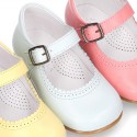 Fashionable Halter little Mary Jane shoes with buckle fastening in nappa leather.