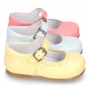 Fashionable Halter little Mary Jane shoes with buckle fastening in nappa leather.