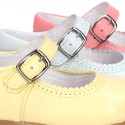 Fashionable Halter little Mary Jane shoes with buckle fastening in nappa leather.