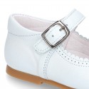 Fashionable Halter little Mary Jane shoes with buckle fastening in nappa leather.