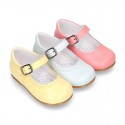 Fashionable Halter little Mary Jane shoes with buckle fastening in nappa leather.