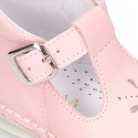 New VINTAGE style Nappa Leather T-strap shoes with buckle fastening.
