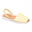 New EXTRA SOFT leather Menorquina sandals with rear strap and glitter finishes.