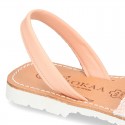 New EXTRA SOFT leather Menorquina sandals with rear strap and glitter finishes.