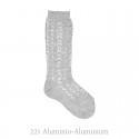 METALLIC YARN OPENWORK PERLE KNEE-HIGH SOCKS BY CONDOR.