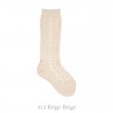 METALLIC YARN OPENWORK PERLE KNEE-HIGH SOCKS BY CONDOR.