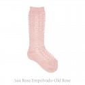 METALLIC YARN OPENWORK PERLE KNEE-HIGH SOCKS BY CONDOR.