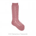 METALLIC YARN OPENWORK PERLE KNEE-HIGH SOCKS BY CONDOR.