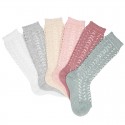 METALLIC YARN OPENWORK PERLE KNEE-HIGH SOCKS BY CONDOR.