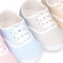 Cotton canvas Bamba type shoes with dots print design.