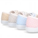 Cotton canvas Bamba type shoes with dots print design.