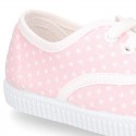 Cotton canvas Bamba type shoes with dots print design.