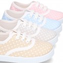 Cotton canvas Bamba type shoes with dots print design.