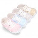 Cotton canvas Bamba type shoes with dots print design.