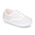 Cotton canvas Bamba type shoes with dots print design.