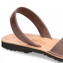 Leather Menorquina sandals with rear strap for toddler boys and DADS too.