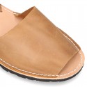 Leather Menorquina sandals with rear strap for toddler boys and DADS too.