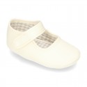 Cotton canvas baby little Mary Janes with velcro strap in seasonal colors.