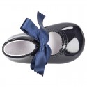 Patent leather little Mary Jane shoes for babies with ties closure.