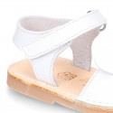 Little MOUSE soft leather Menorquina sandals with velcro strap.