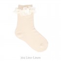 LACE TRIM SHORT SOCKS WITH BOW BY CONDOR.