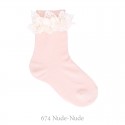 LACE TRIM SHORT SOCKS WITH BOW BY CONDOR.