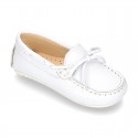 White Nappa leather Moccasin shoes for little kids.