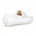 White Nappa leather Moccasin shoes for little kids.