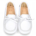 White Nappa leather Moccasin shoes for little kids.